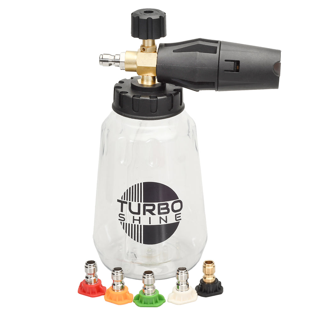 Turbo Shine Car Wash Foam Cannon - 1L Premium Clear Bottle