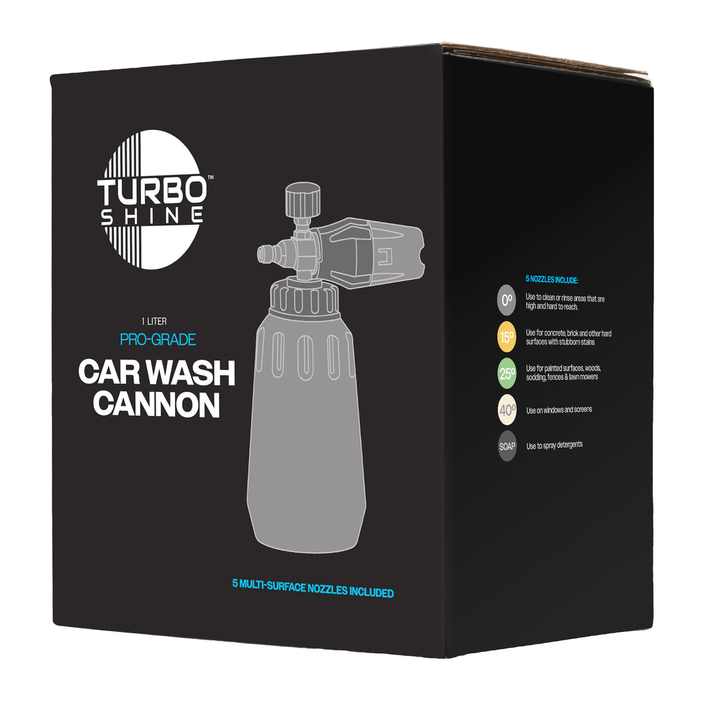 Turbo Shine Car Wash Foam Cannon - 1L Premium Clear Bottle