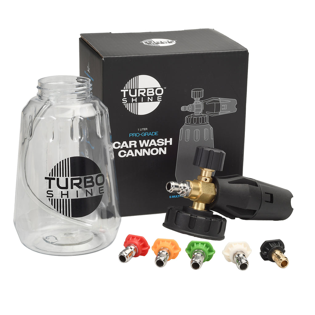 Turbo Shine Car Wash Foam Cannon - 1L Premium Clear Bottle
